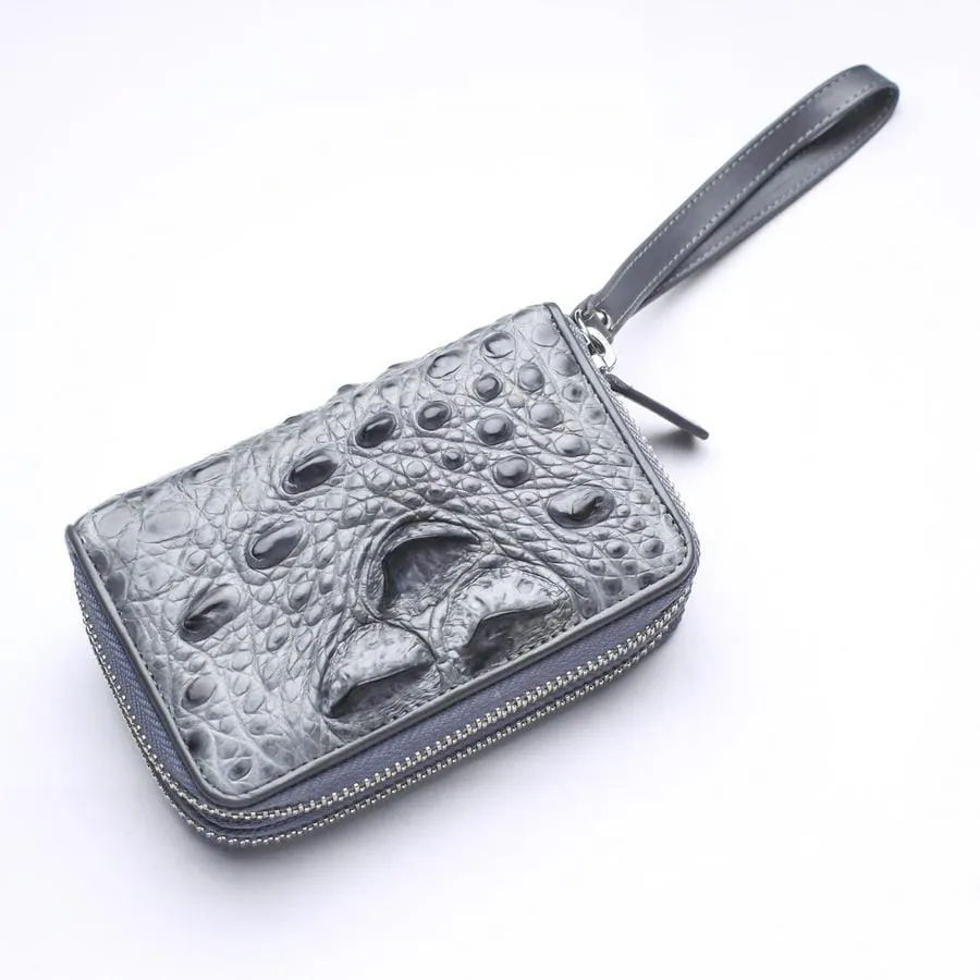 Light Gray Crocodile Backbone Skin Wallets