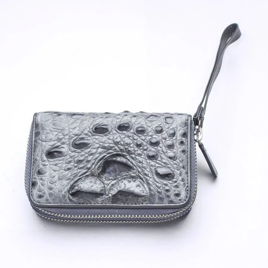 Light Gray Crocodile Backbone Skin Wallets