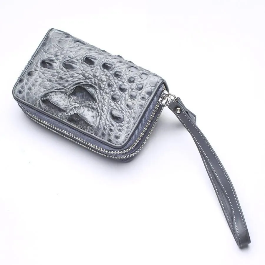 Light Gray Crocodile Backbone Skin Wallets