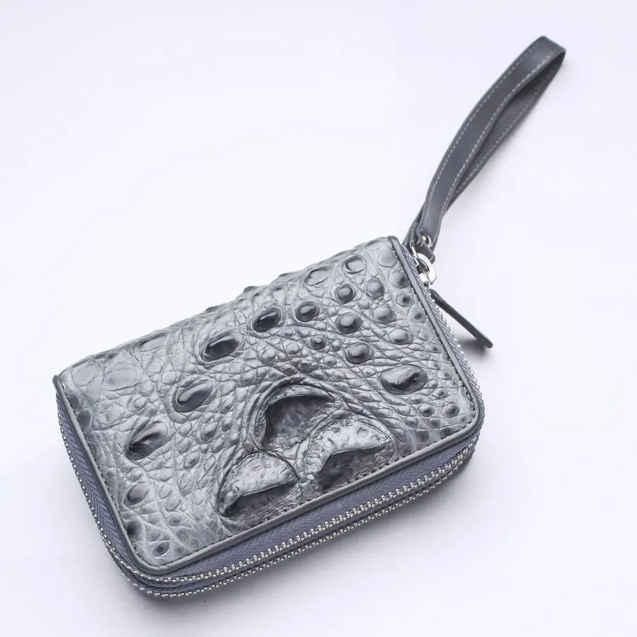 Light Gray Crocodile Backbone Skin Wallets