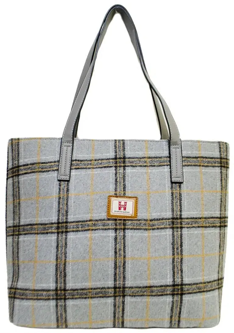 Light Grey Check Tartan Handbag