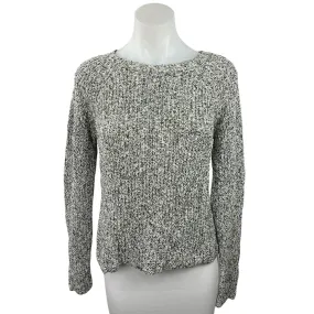 Lilla P Gray Chunky Knit Crewneck Back Keyhole Pullover Soft Sweater Top Size S