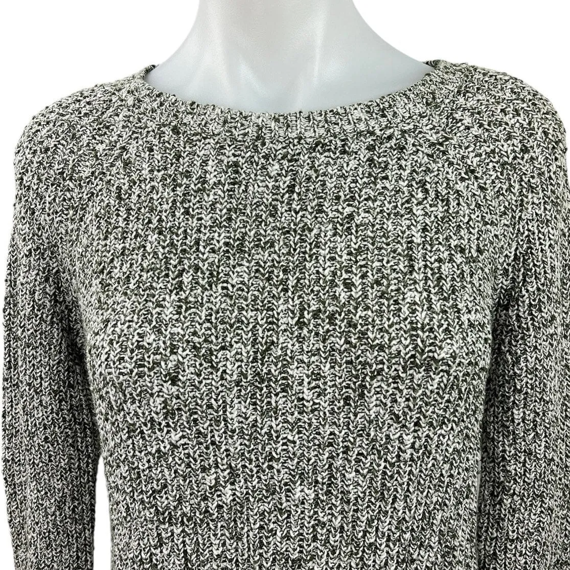 Lilla P Gray Chunky Knit Crewneck Back Keyhole Pullover Soft Sweater Top Size S