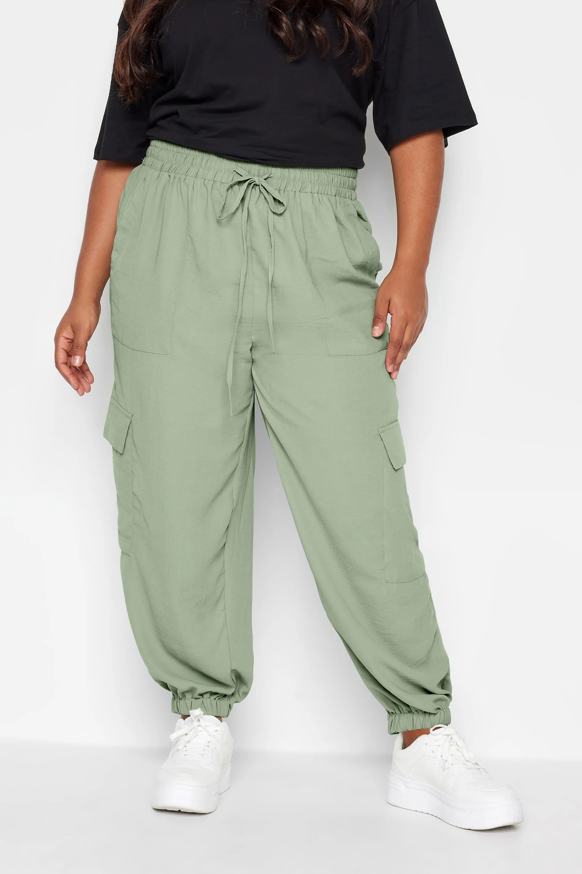 LIMITED COLLECTION Curve Khaki Green Cargo Pocket Trousers