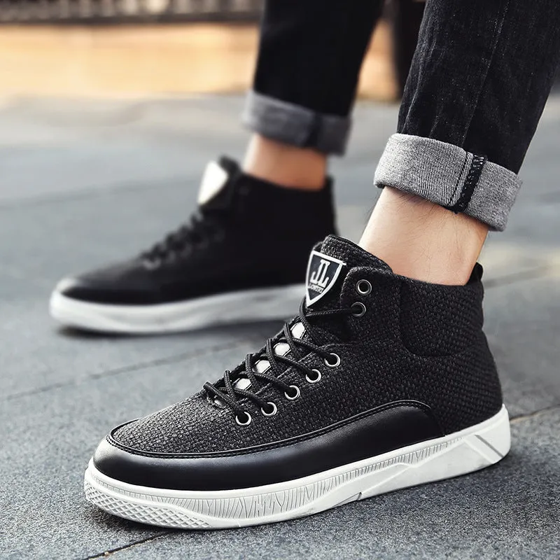 Linen high-top sneakers