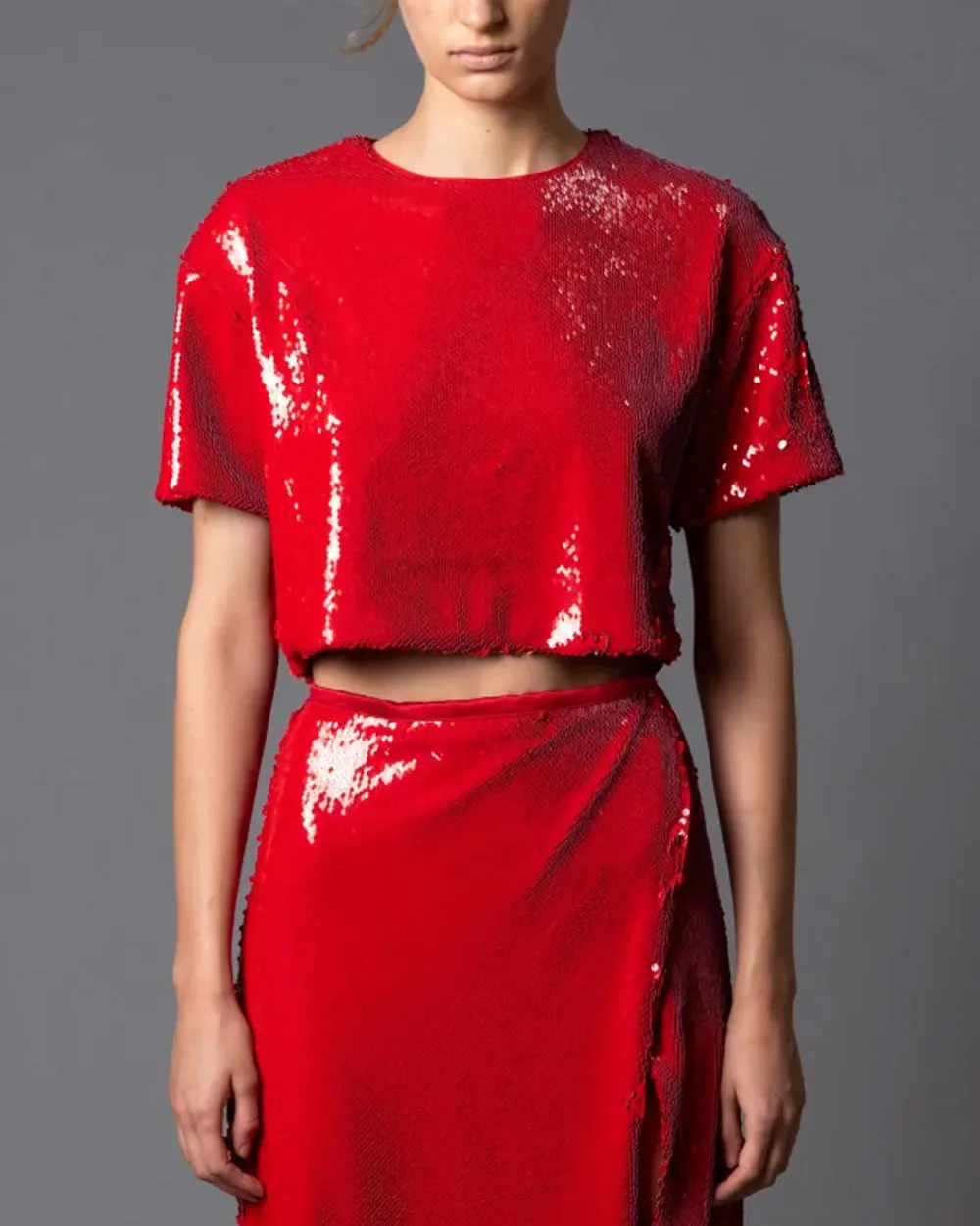 Lipstick Red Sequin Tee