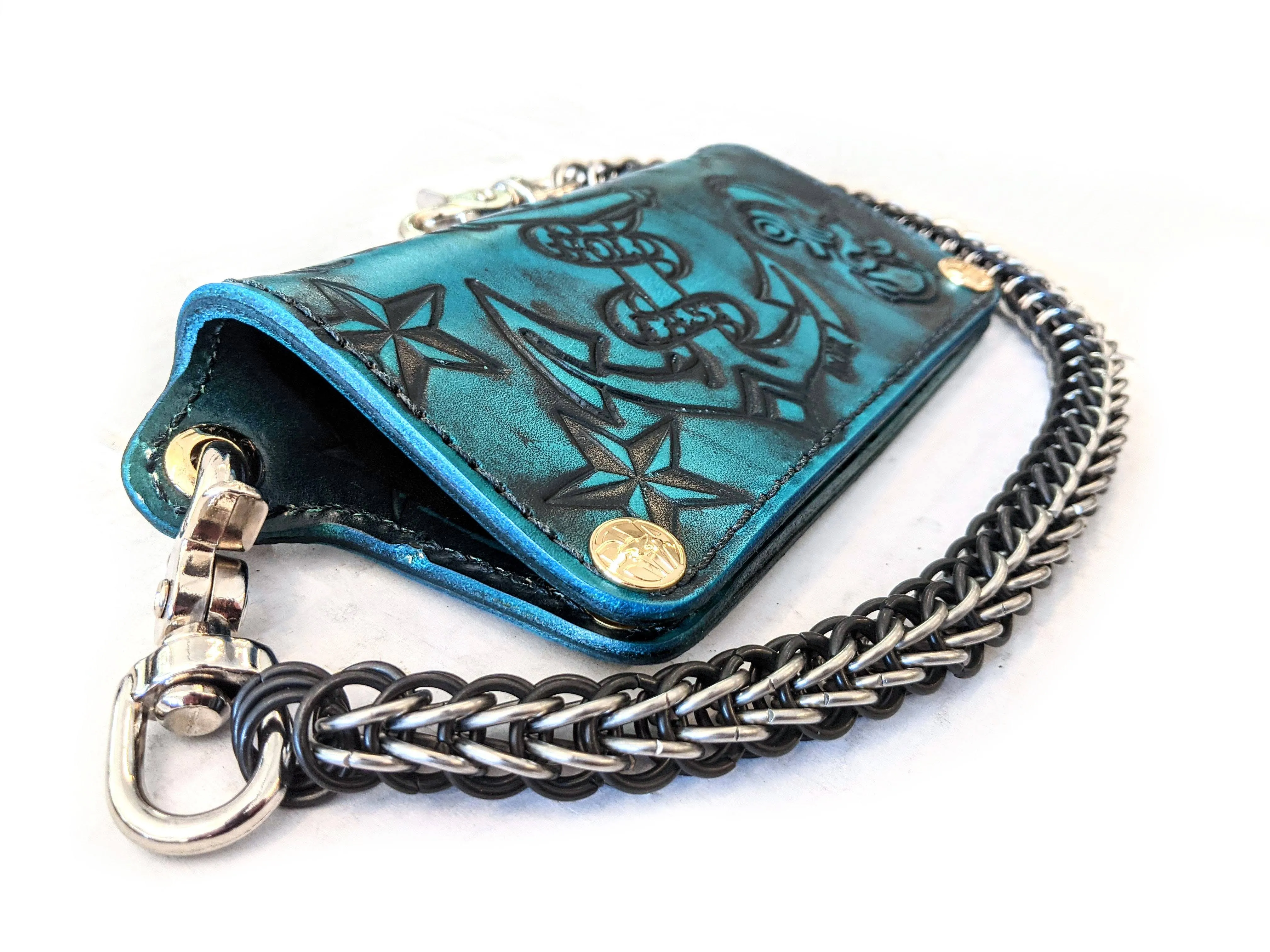 Long Biker Leather Chain Wallet - Deepwater Seaworthy