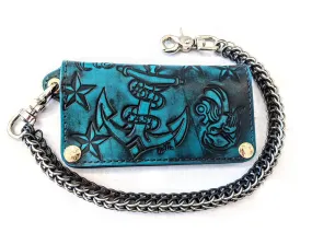 Long Biker Leather Chain Wallet - Deepwater Seaworthy