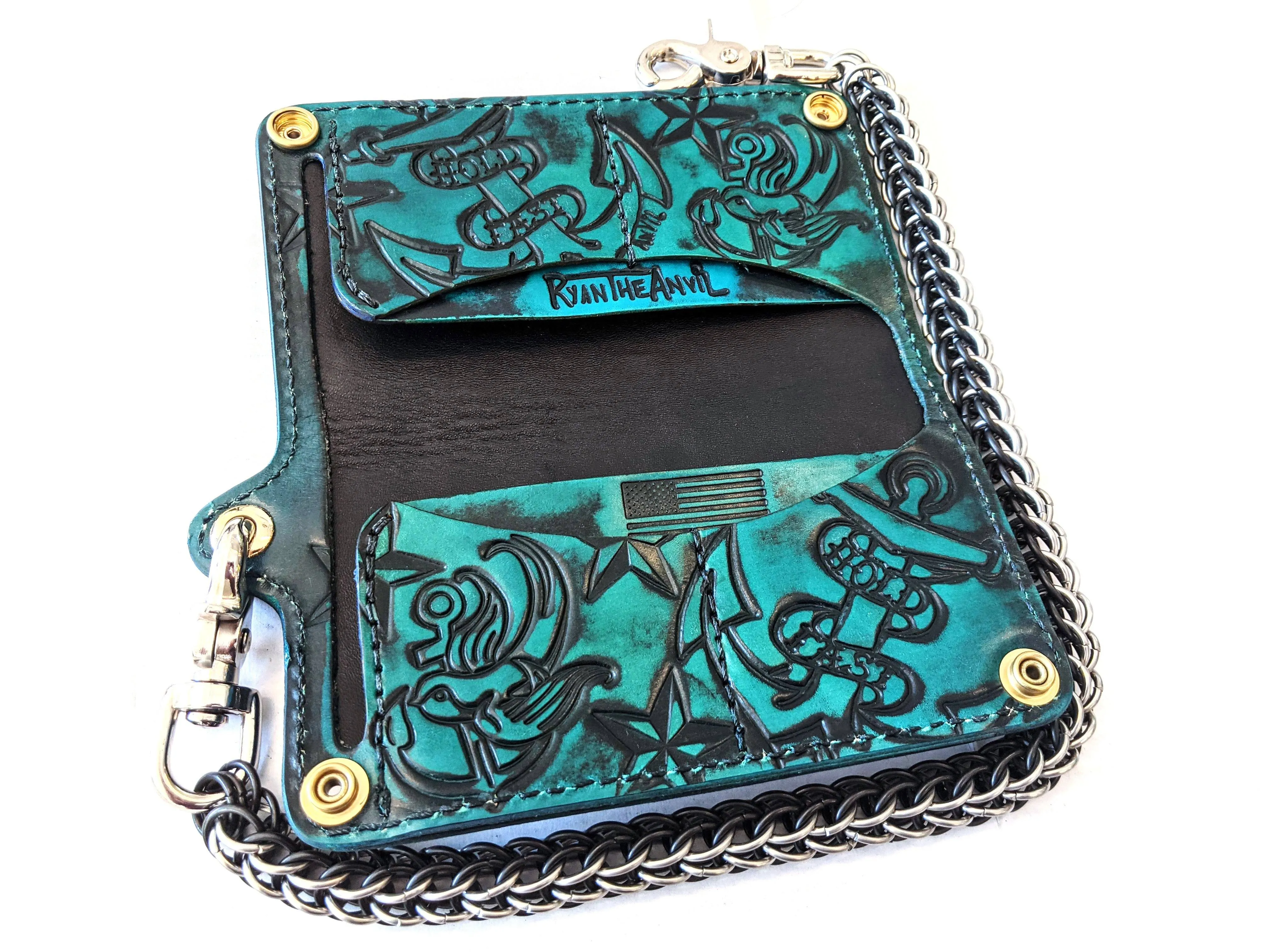 Long Biker Leather Chain Wallet - Deepwater Seaworthy