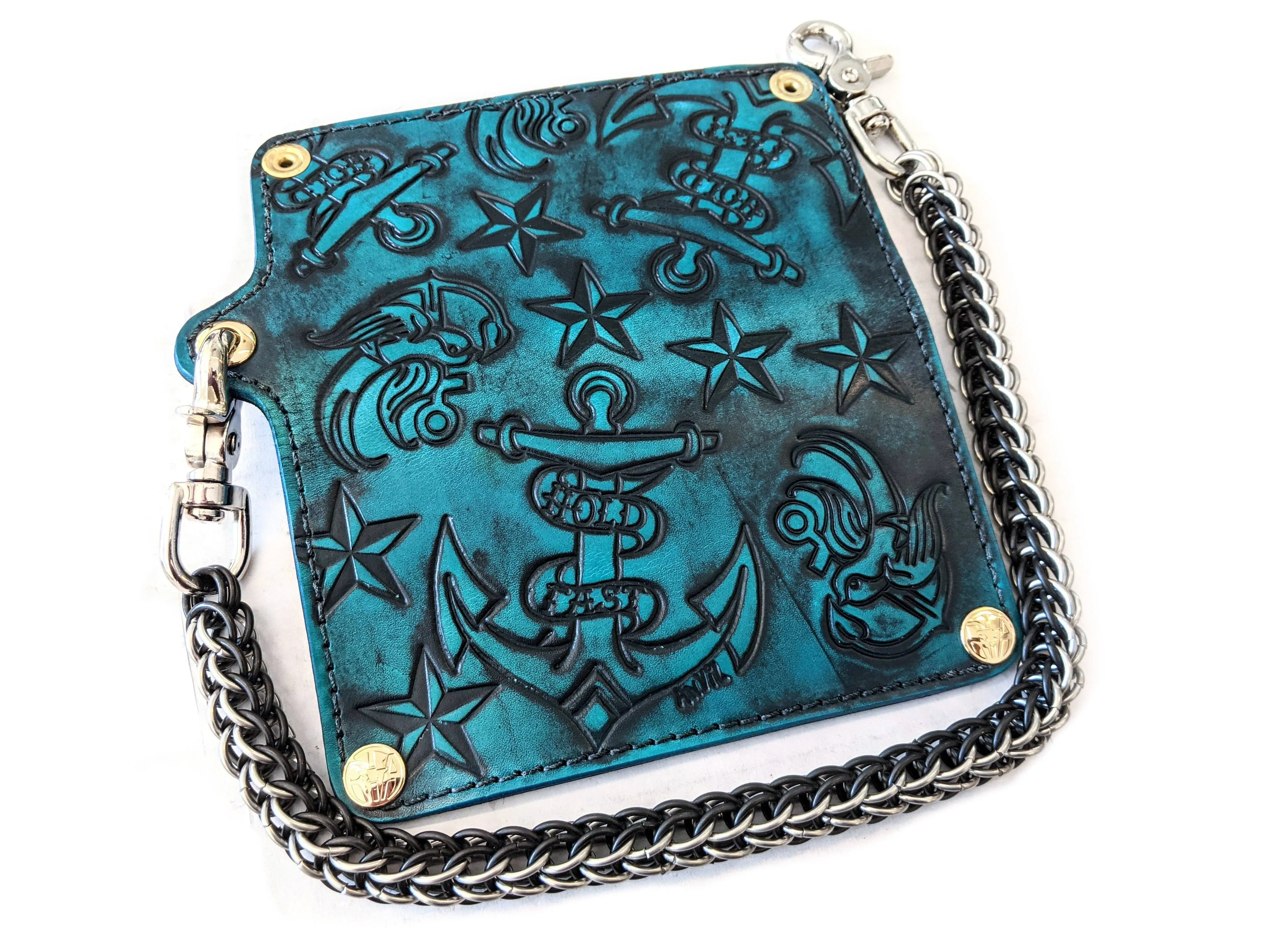 Long Biker Leather Chain Wallet - Deepwater Seaworthy