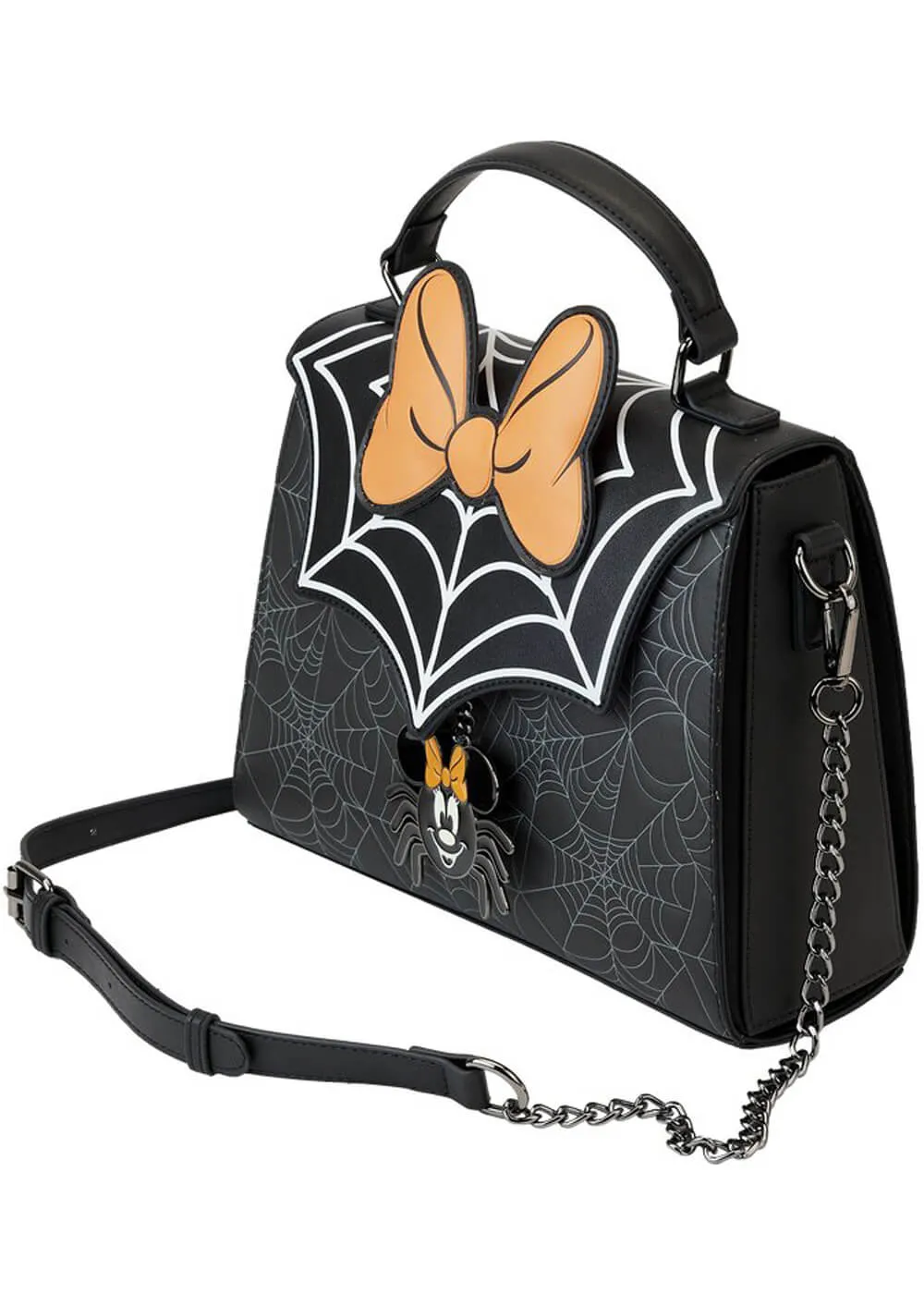 Loungefly Disney Minnie Mouse Spider Glow-in-the-Dark Crossbody Bag Black