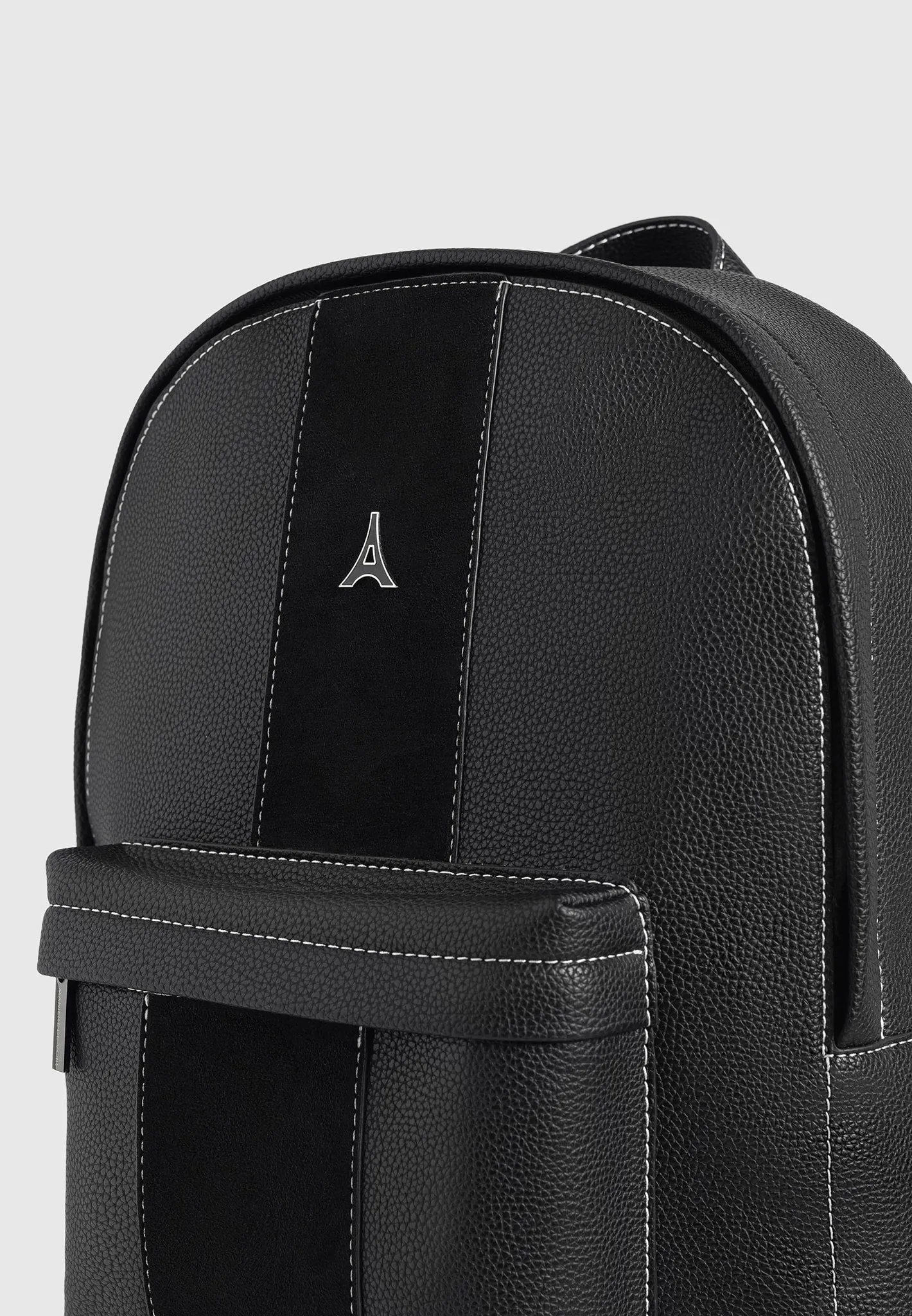 Lyon Suede Panel Backpack - Black