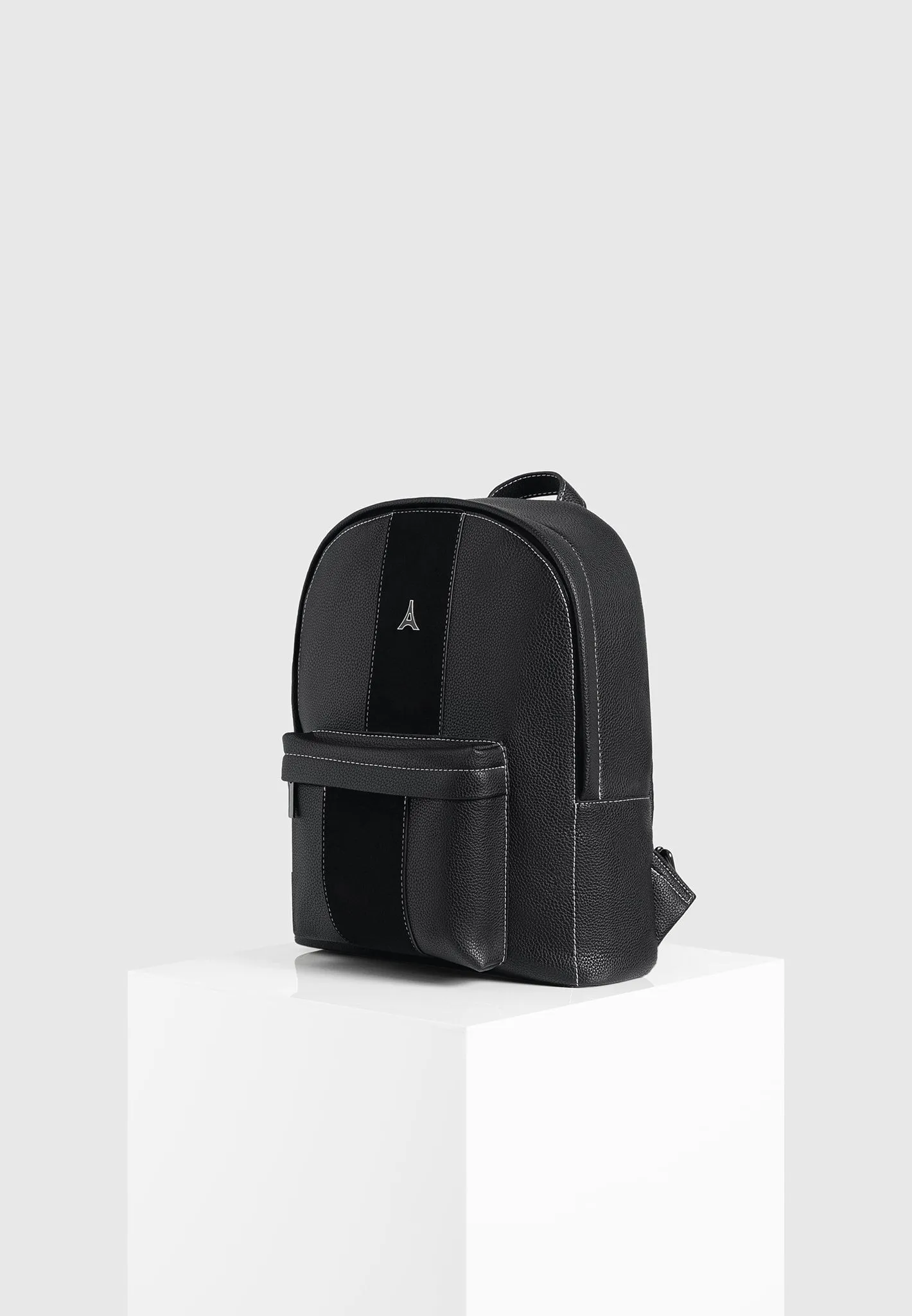 Lyon Suede Panel Backpack - Black