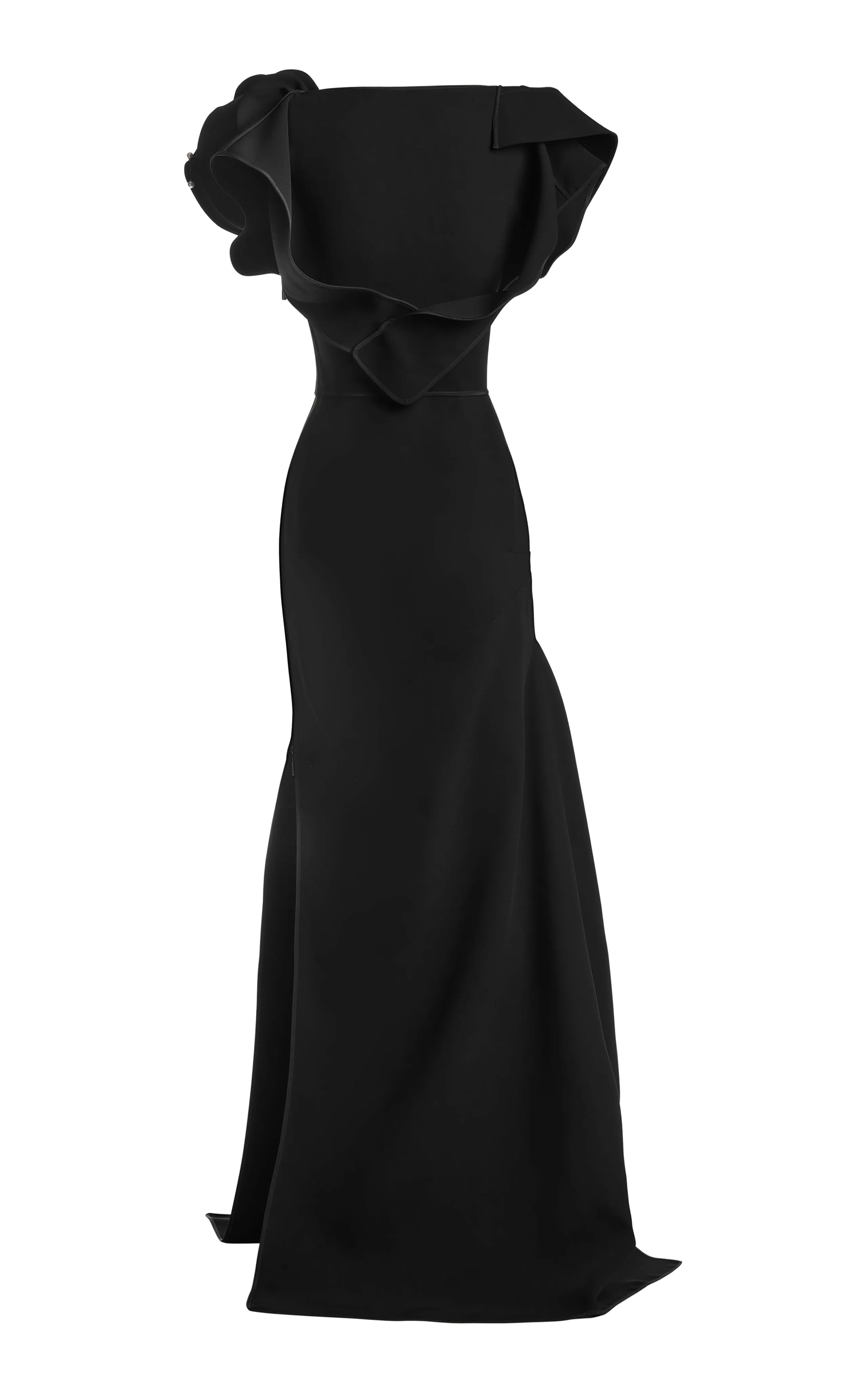 Maticevski Deity Ruffled Pearl-Embellished Crepe Gown