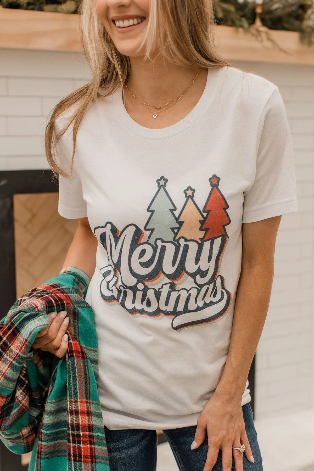 Merry Christmas Graphic Tee- White