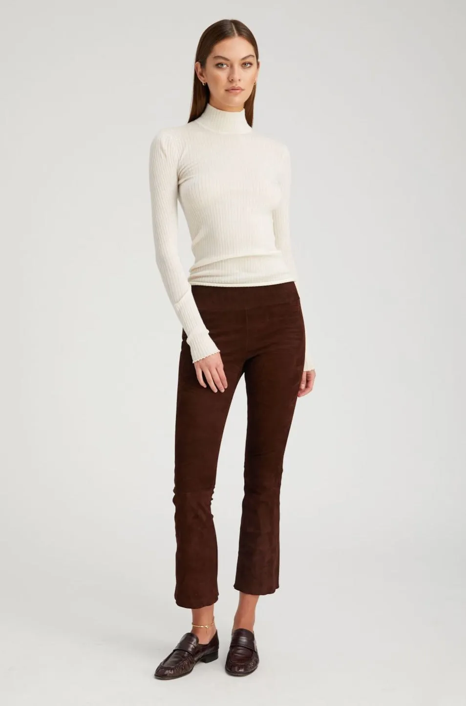 Mocha Suede Ankle Flare Legging