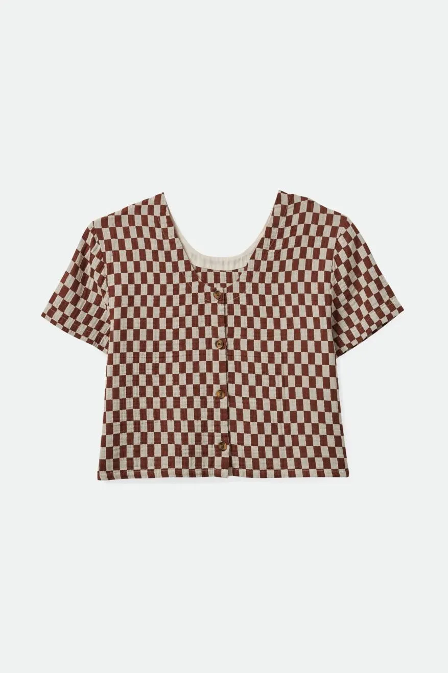 Mykonos Small Check S/S Woven - Sepia