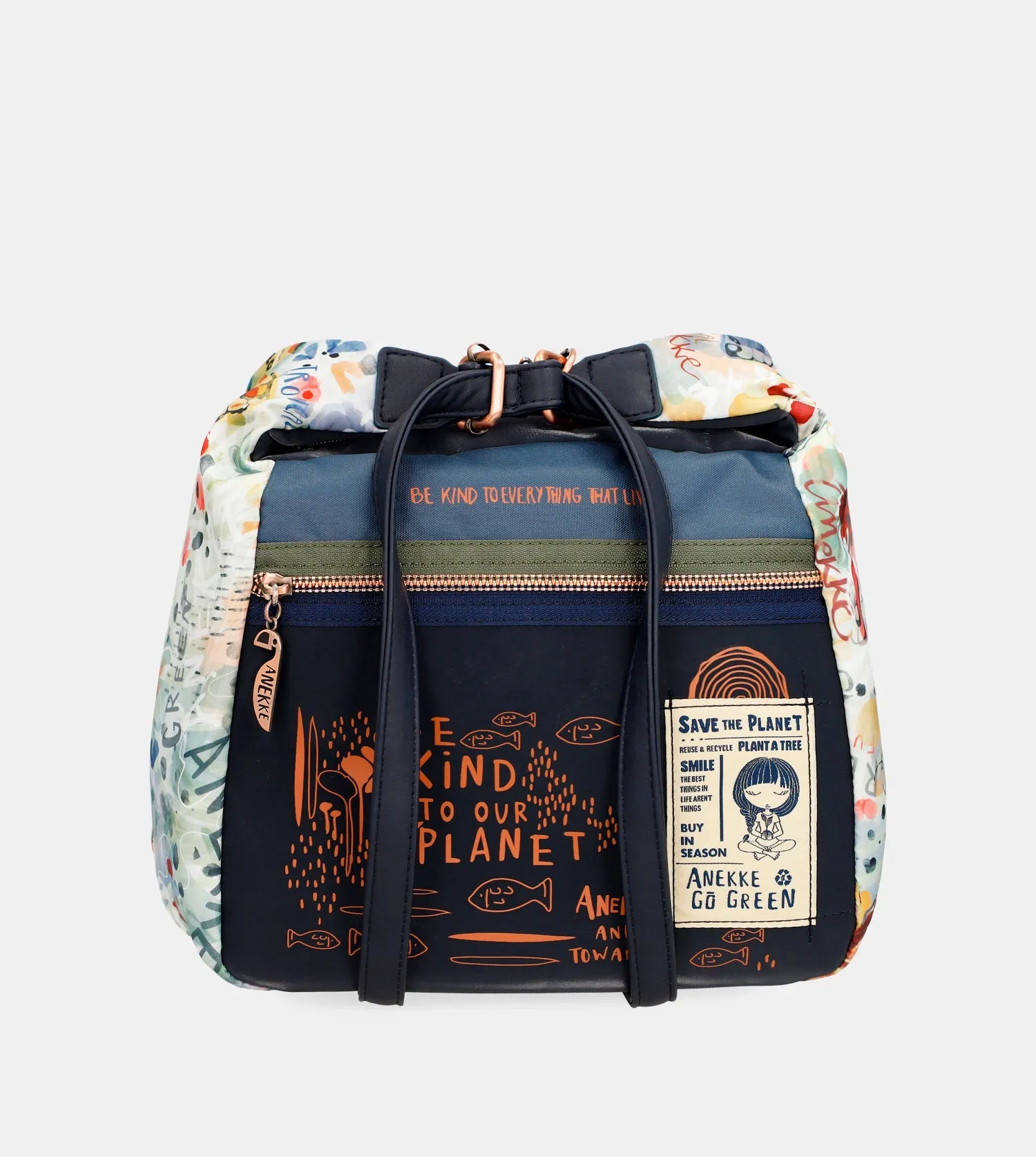 Nature Pachamama convertible crossbody bag into a backpack