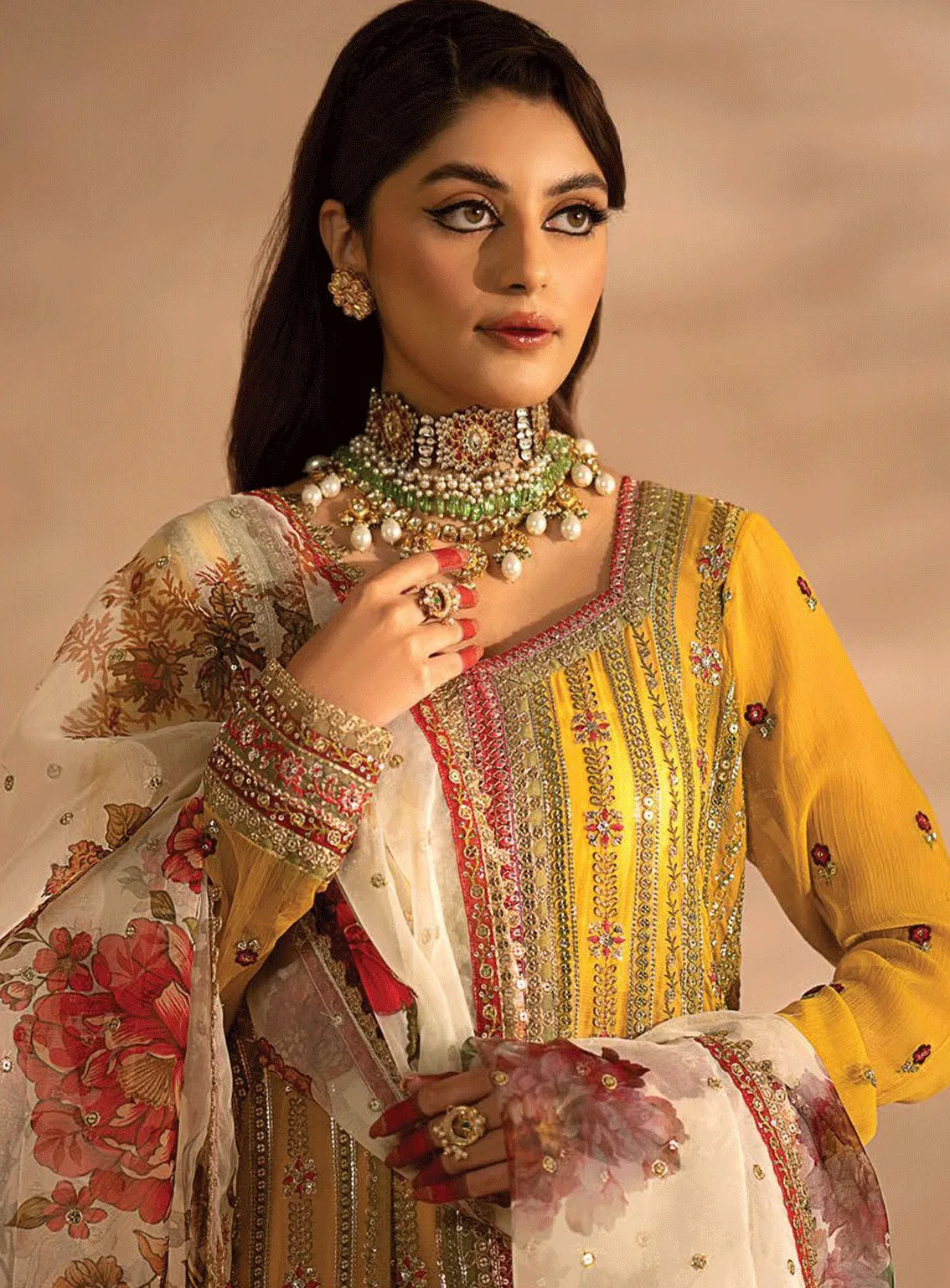 Nayab By Myeesha Embroidered Chiffon Unstitched 3 Piece Suit - MY23NF 05 PUKHRAJ