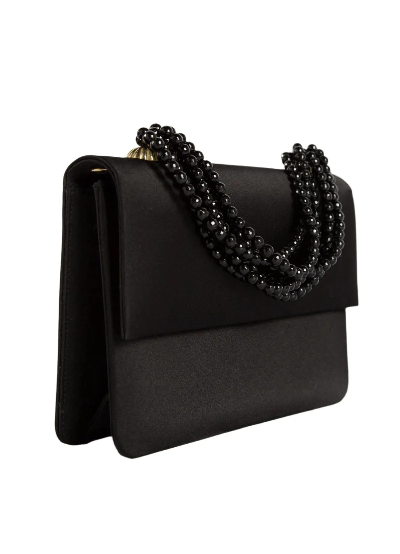 Necklace Handbag - Black Silk with Onyx