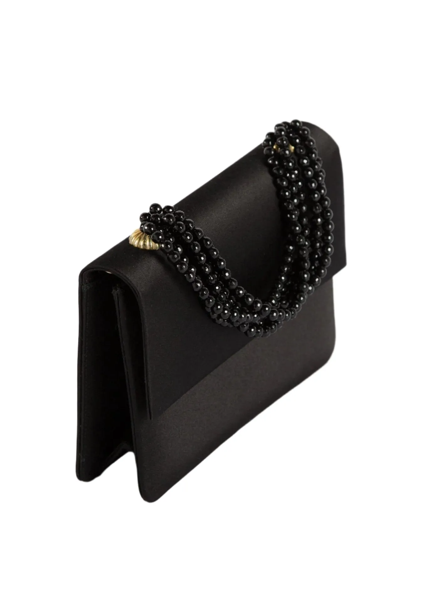 Necklace Handbag - Black Silk with Onyx