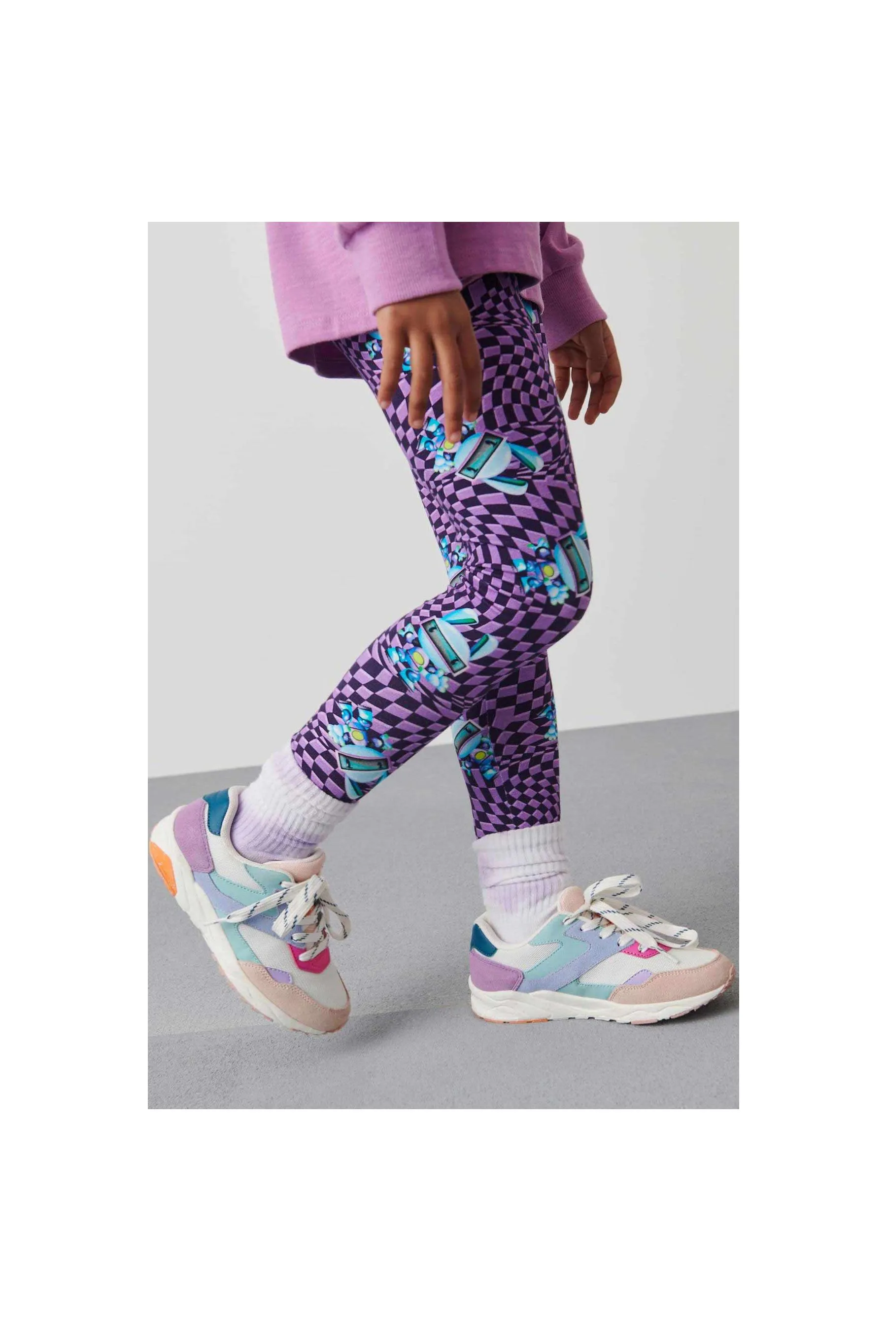 NEXT Leg Digi Check Chara Leggings Jersey Bottoms Multicolor Girl Leggings