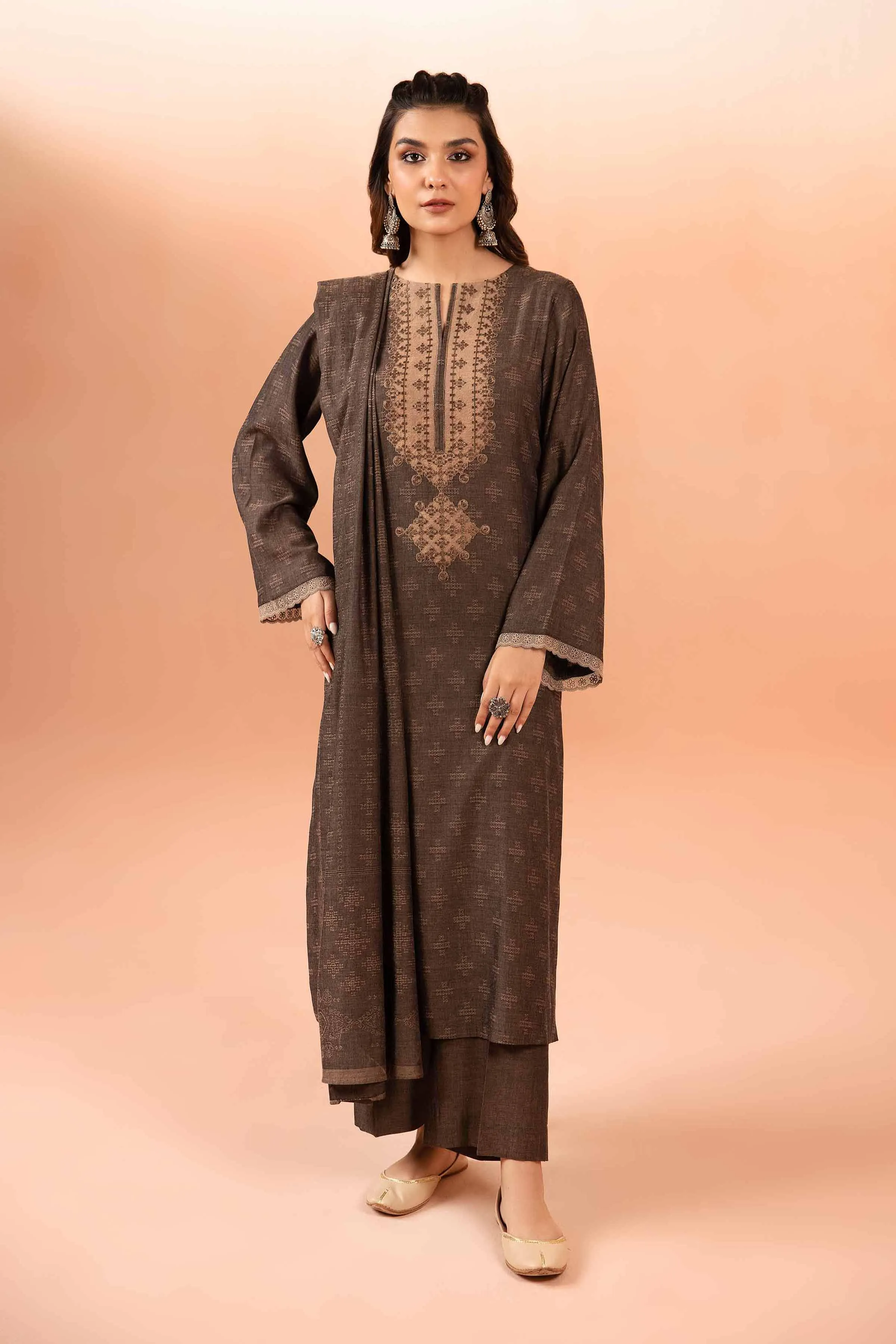 Nishat Spring it on Embroidered Jacquard Unstitched 3Pc Suit - 42401021