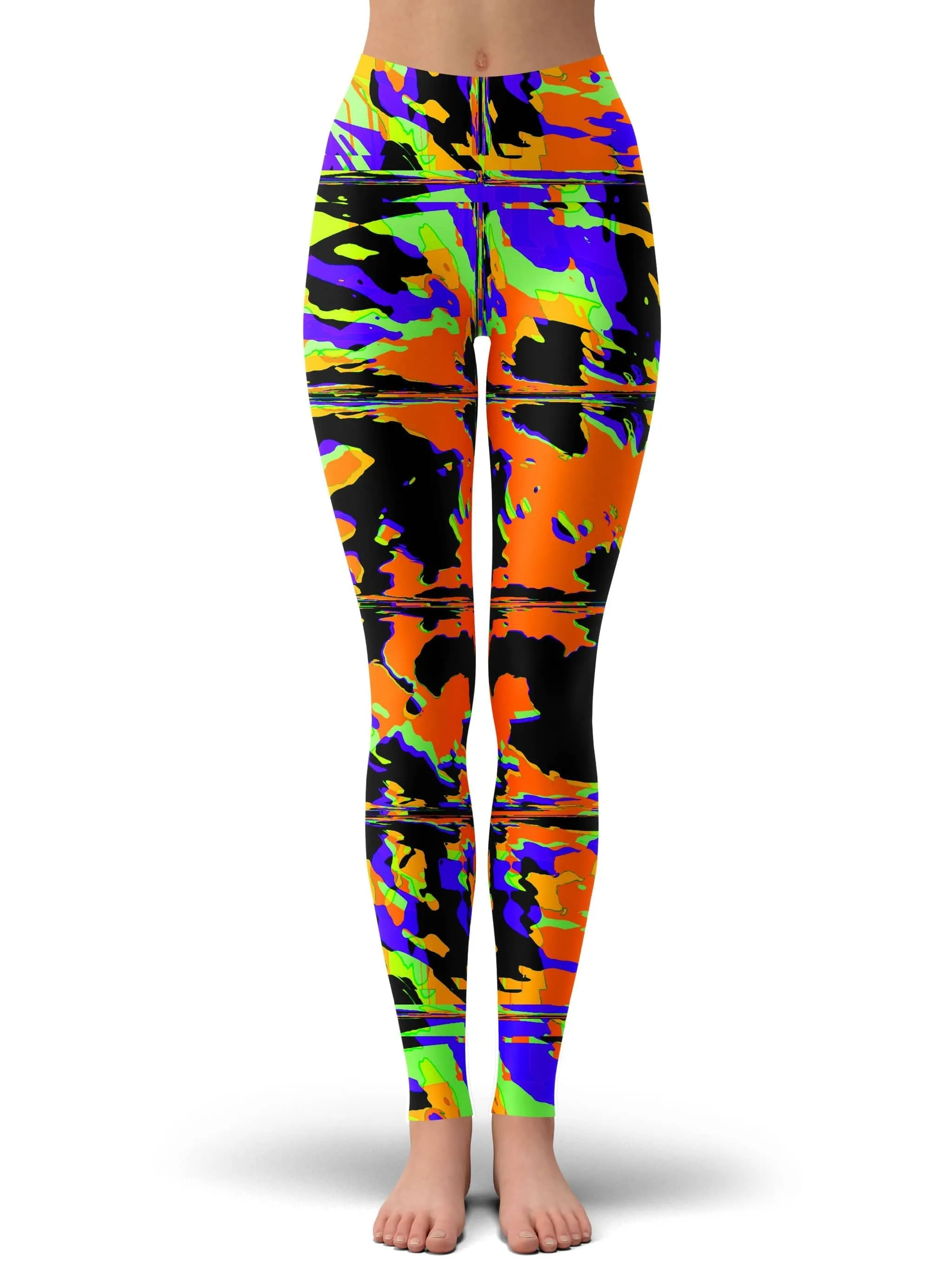 Orange Violet Rave Glitch Leggings