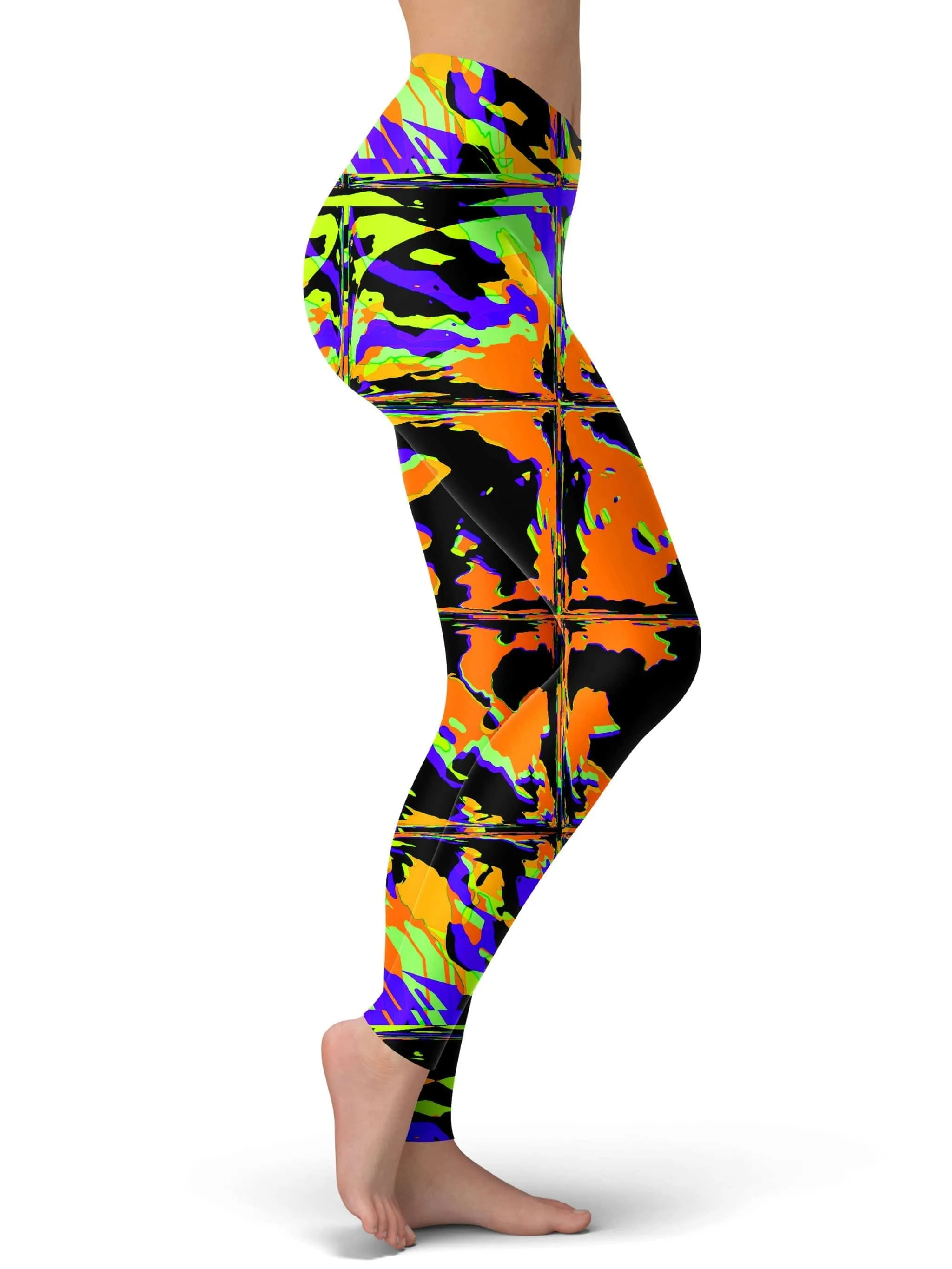 Orange Violet Rave Glitch Leggings