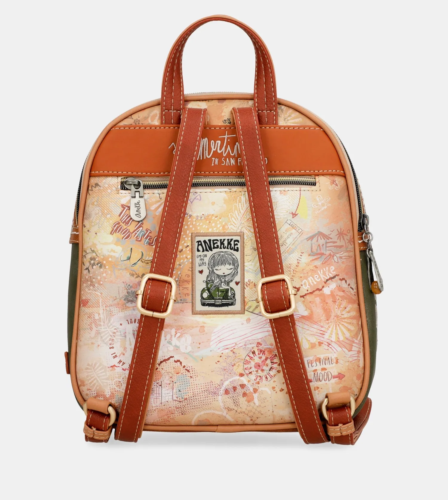 Peace & Love camel medium backpack