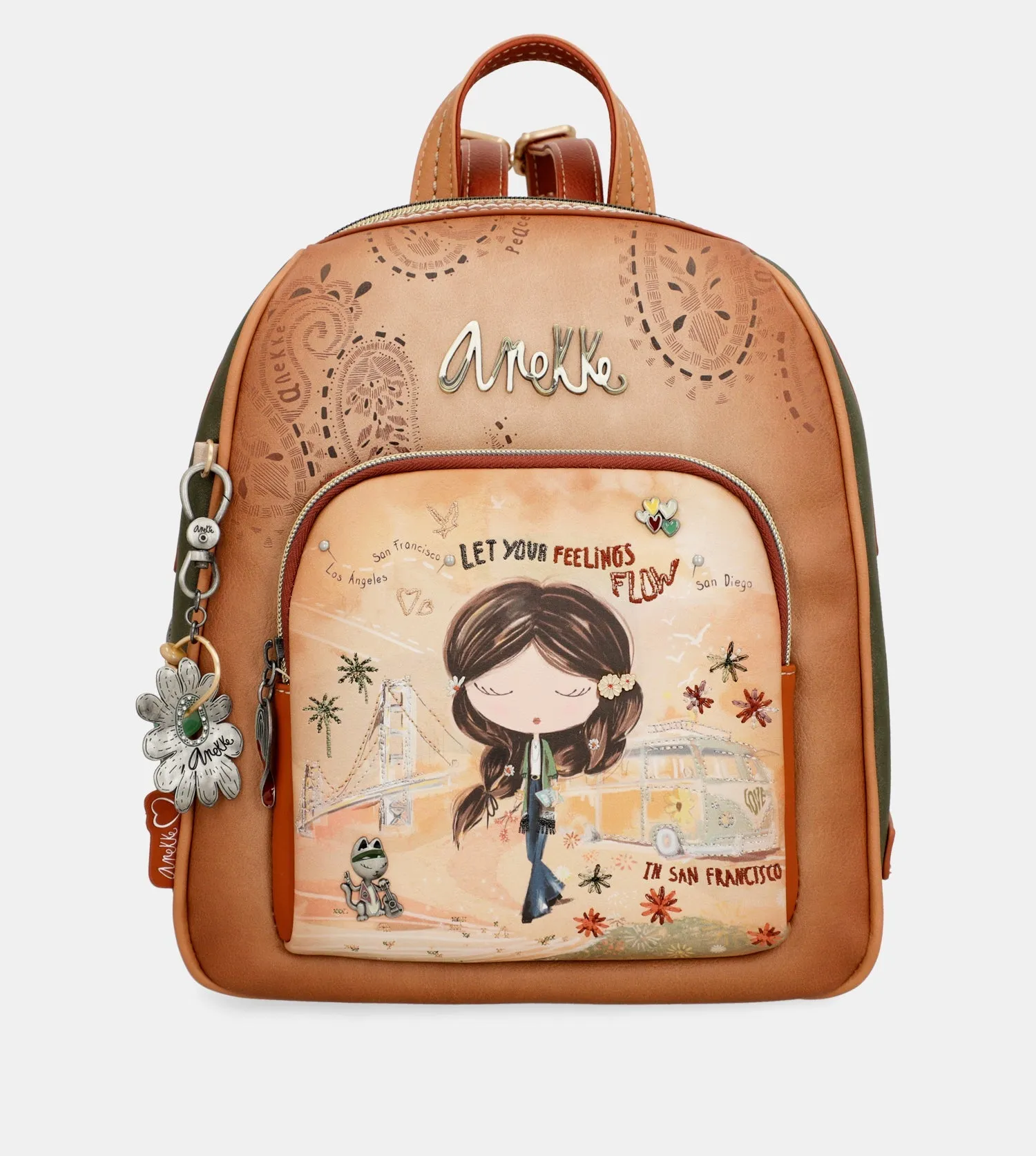 Peace & Love camel medium backpack