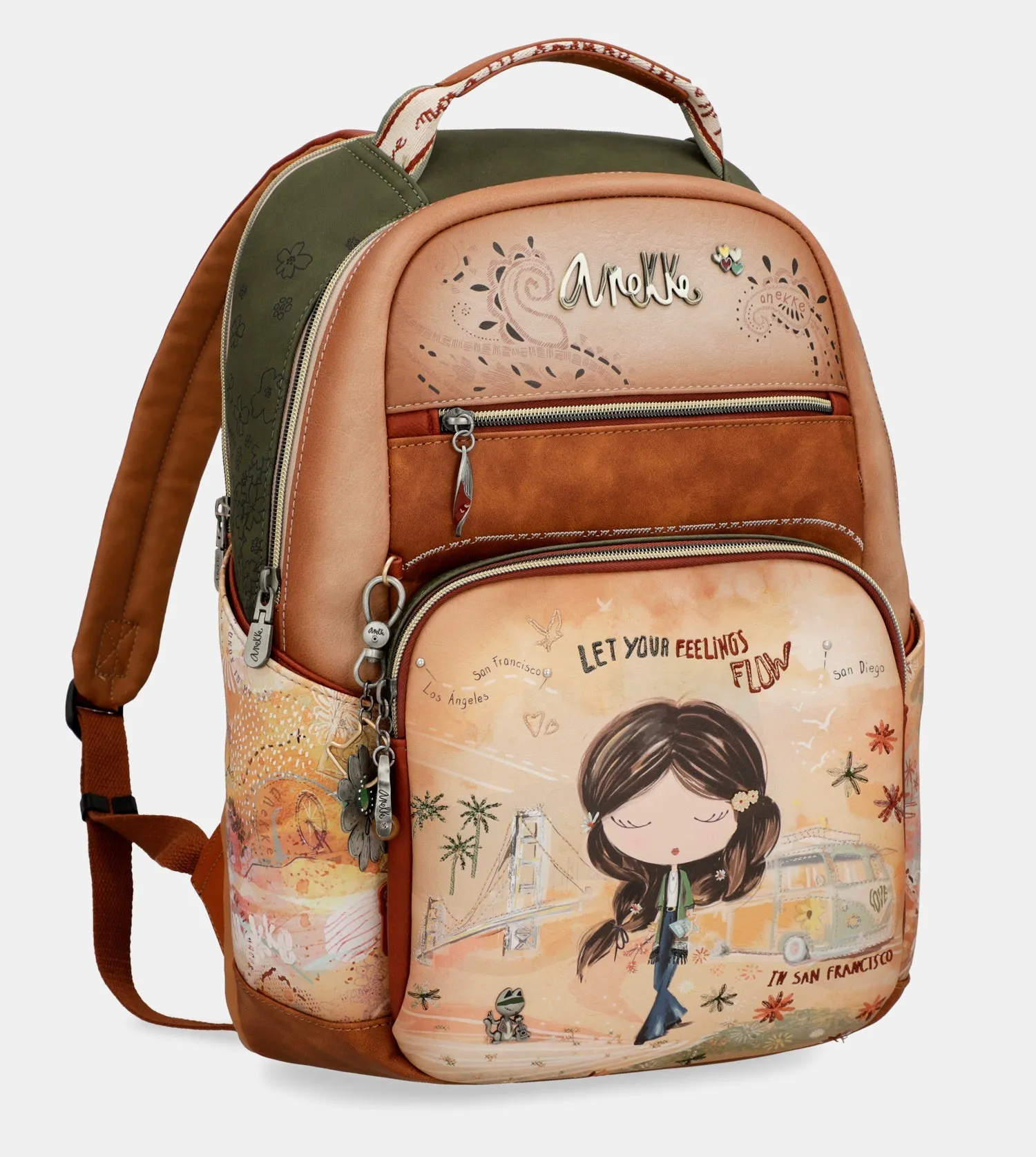 Peace & Love camel school backpack