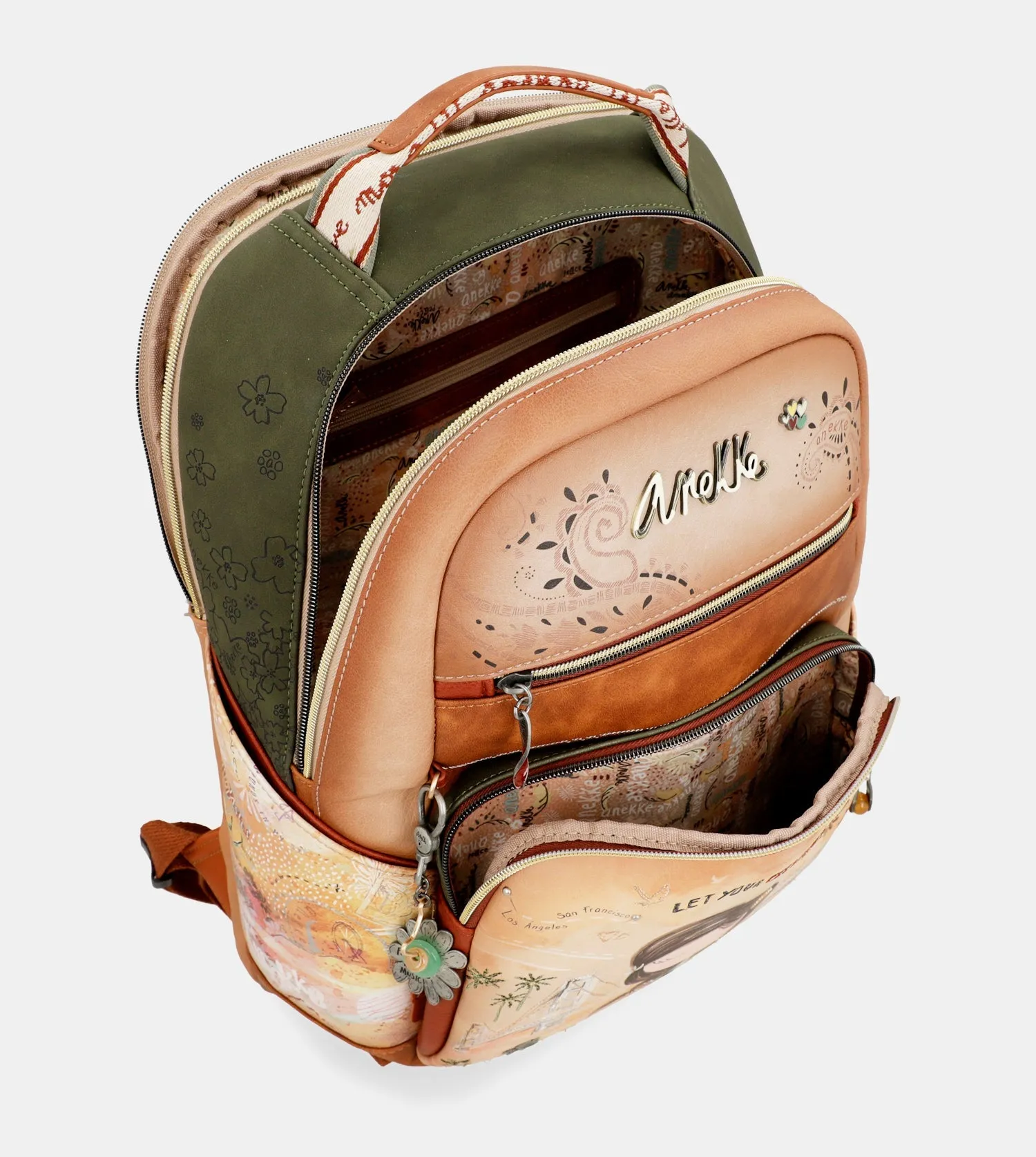 Peace & Love camel school backpack