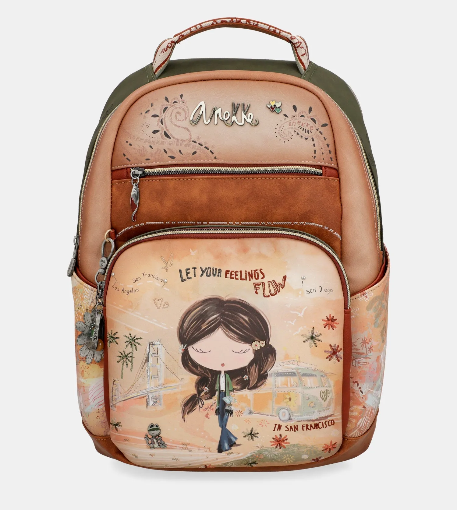 Peace & Love camel school backpack