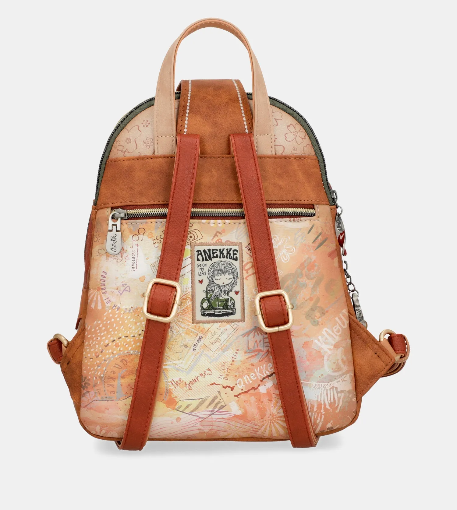 Peace & Love camel triple compartment backpack