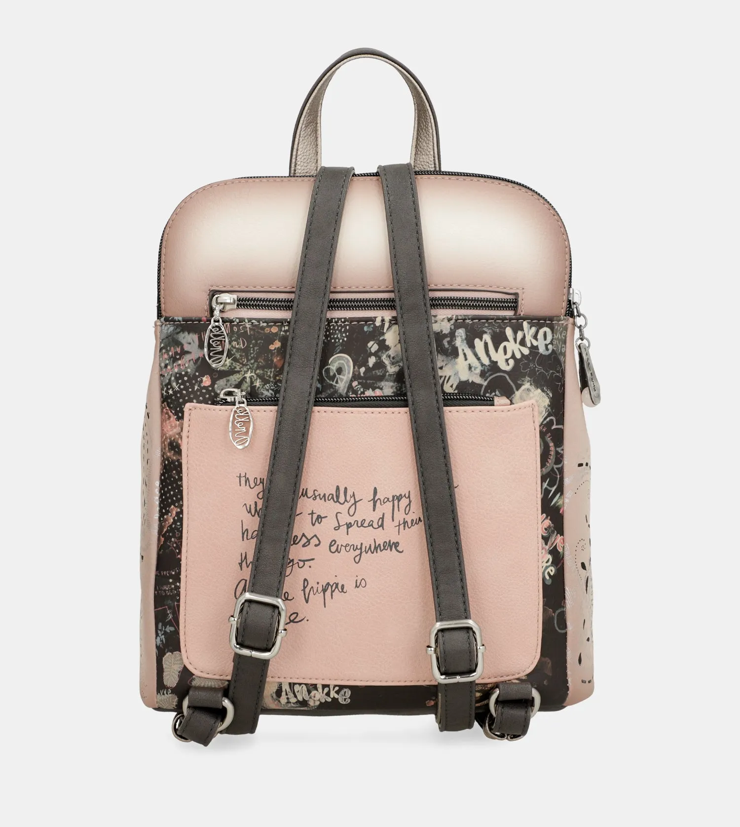 Peace & Love pink 2-compartment backpack