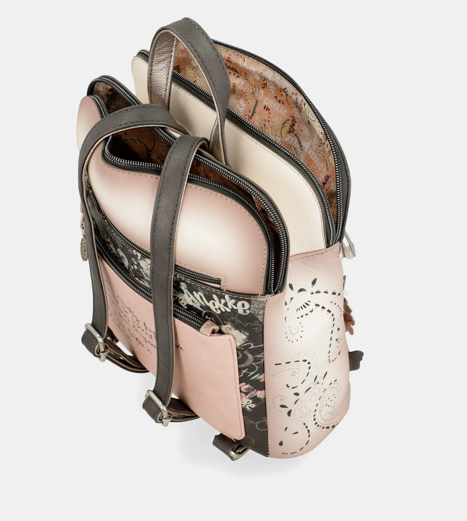 Peace & Love pink 2-compartment backpack