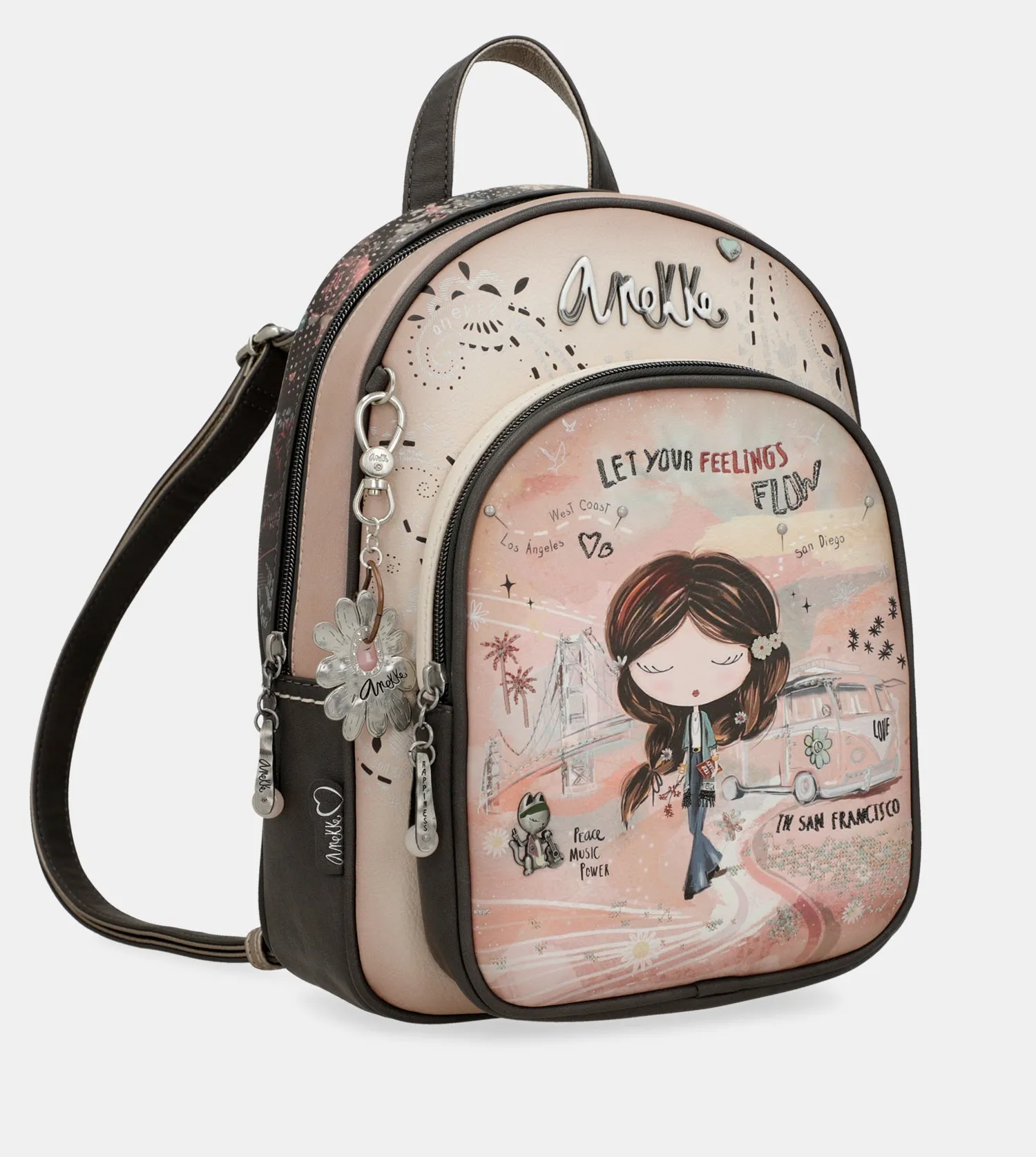 Peace & Love pink medium backpack