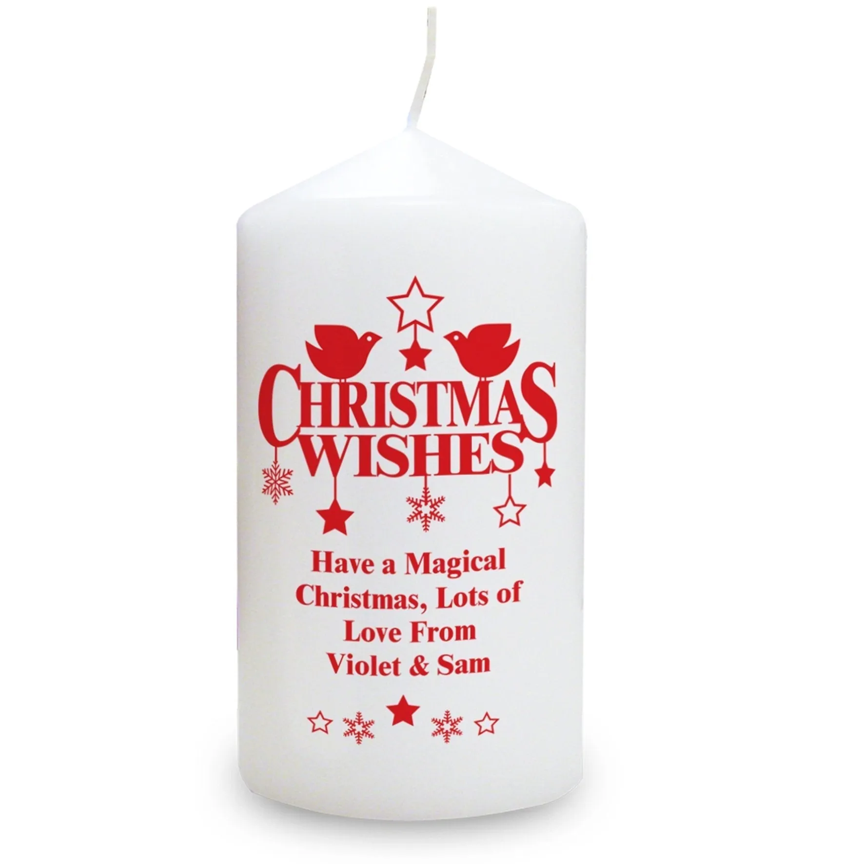 Personalised Christmas Wishes Pillar Candle