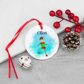 Personalised Playful Elf Christmas Ornament