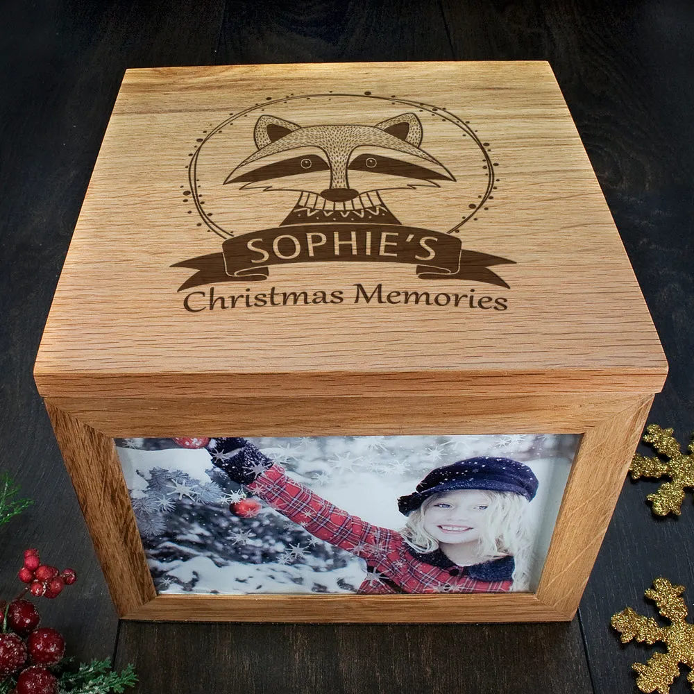 Personalised Woodland Raccoon Christmas Memory Box