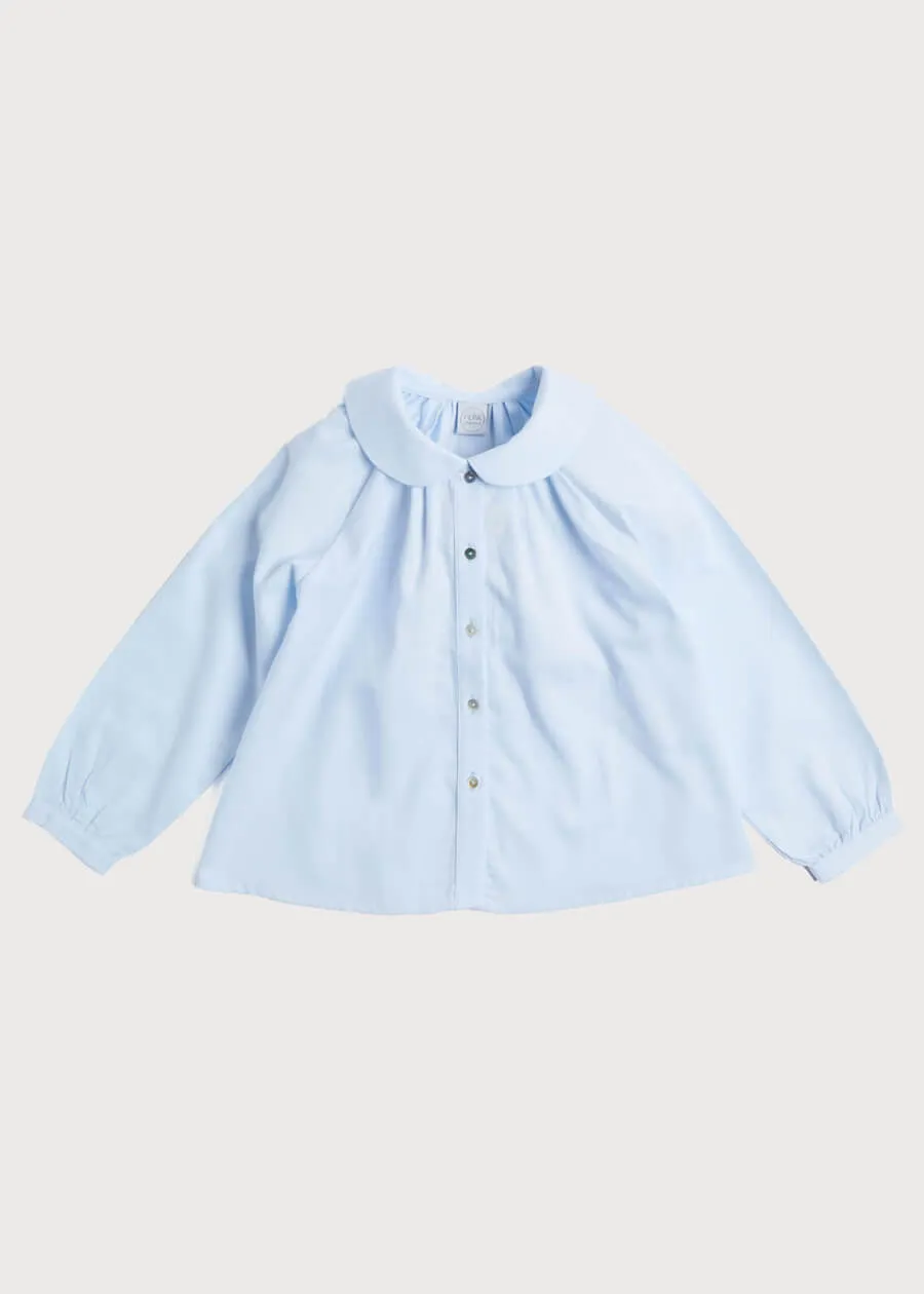 Peter Pan Collar Long Sleeve Blouse in Blue (4-10yrs)