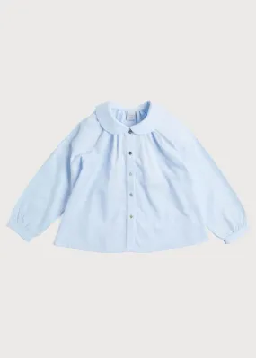 Peter Pan Collar Long Sleeve Blouse in Blue (4-10yrs)