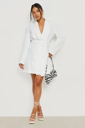 Petite Belted Wrap Blazer Dress