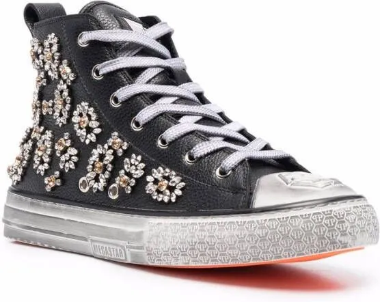 Philipp Plein Megastar crystal-embellished high-top sneakers Black