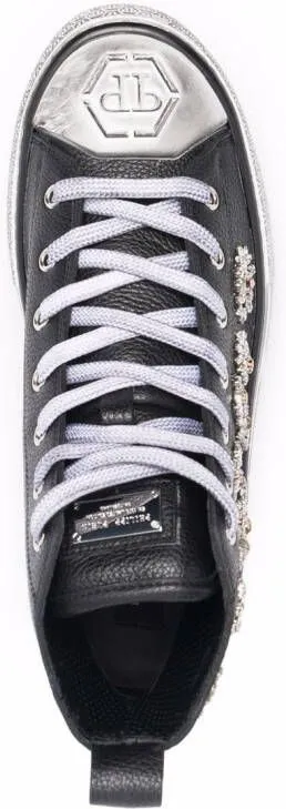 Philipp Plein Megastar crystal-embellished high-top sneakers Black