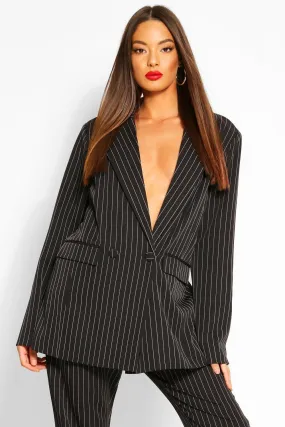 Pinstripe Oversized Dad Blazer