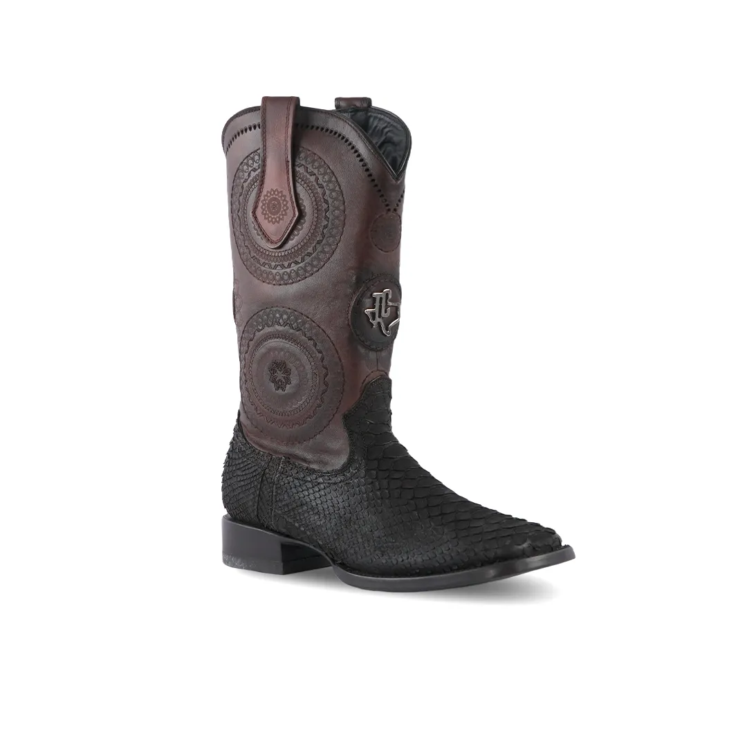 Platino Texas Country Exotic Boot Python Choco Rodeo Toe