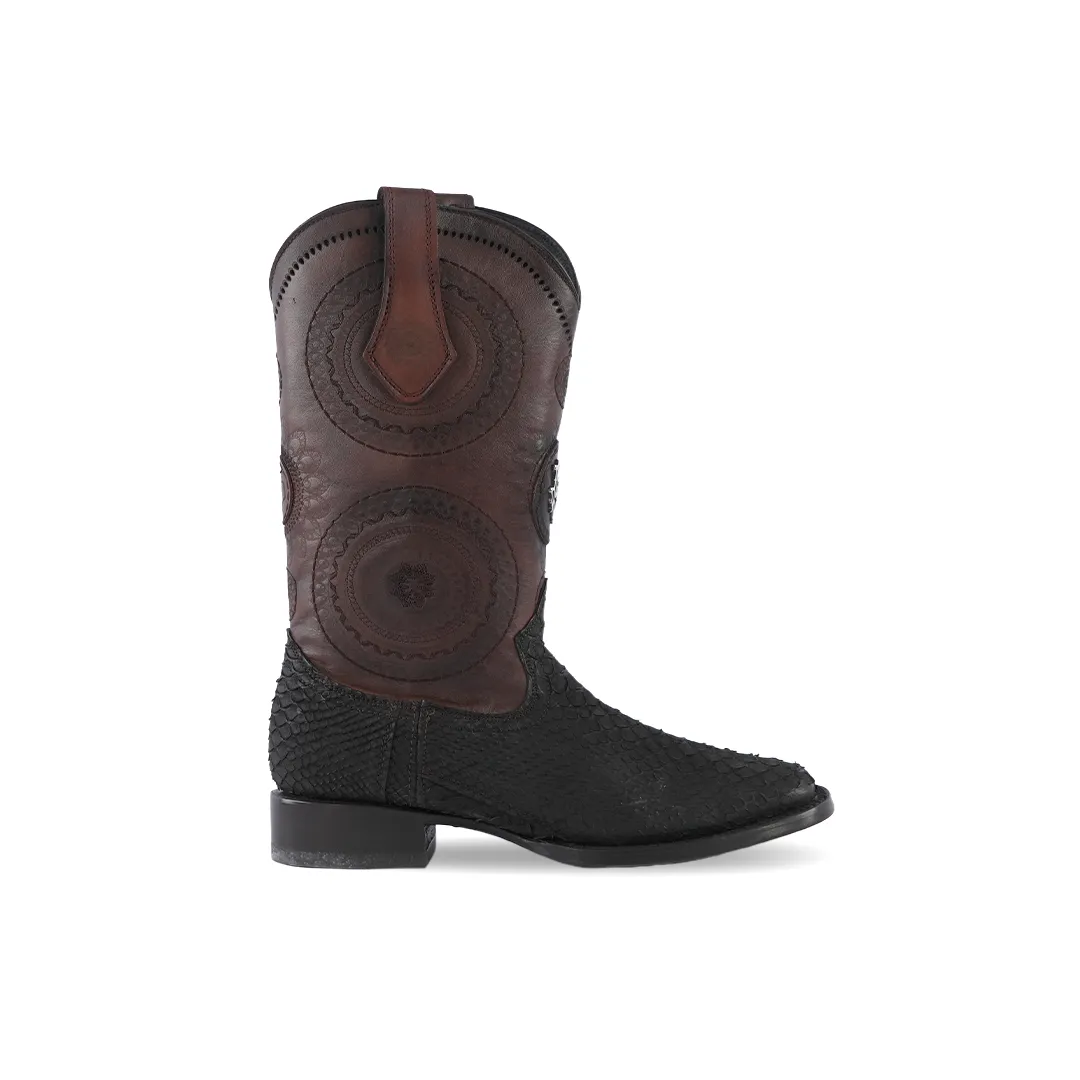 Platino Texas Country Exotic Boot Python Choco Rodeo Toe