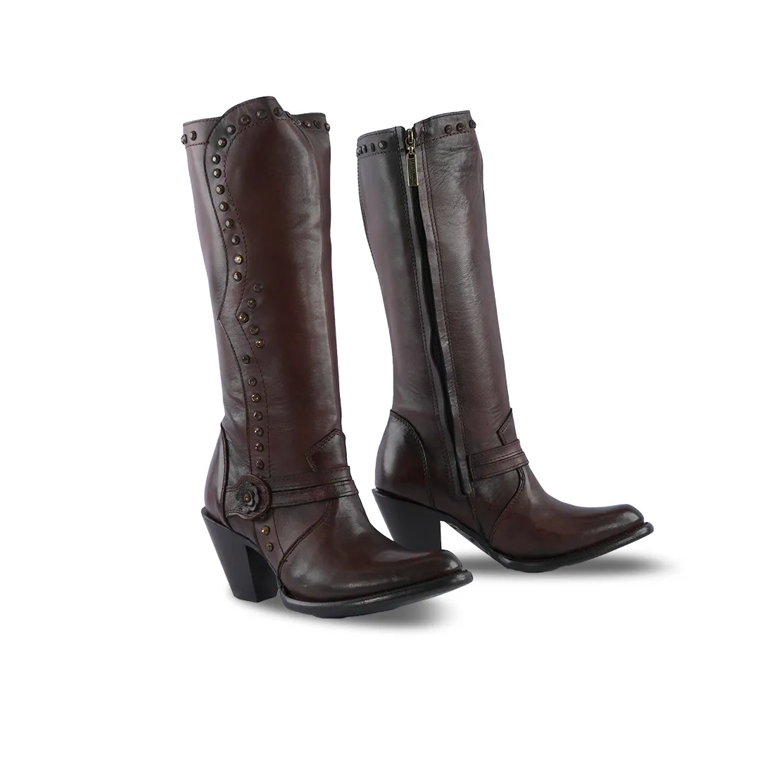 Platino Texas Country Womens Western Boot Peli Choco Brosh Denali